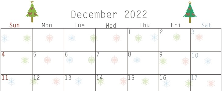 可愛いクリスマスツリーのイラストにワクワク！2022年12月のカレンダーが欲しい方におすすめ！をダウンロード