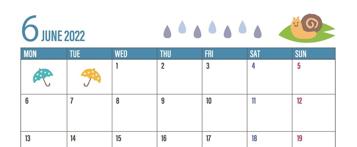 書き込み出来る無料カレンダーをダウンロード！2022年6月は紫陽花イラストをダウンロード