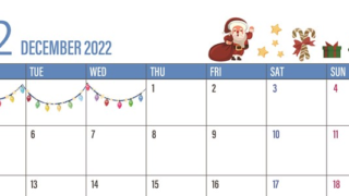 月曜始まりのカレンダーは2022年12月はプレゼントのイラストがあり無料で印刷利用も可をダウンロード