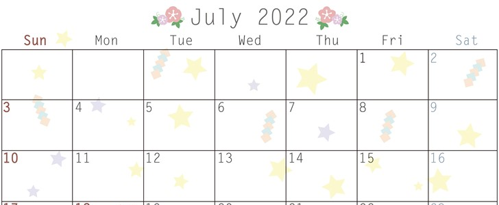 朝顔にパワーを貰える2022年7月のカレンダーで夏休みの計画を立てよう！無料イラスト！をダウンロード